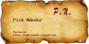 Pick Nándor névjegykártya